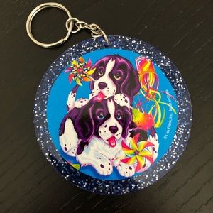 Vintage Lisa Frank puppies mirror keychain